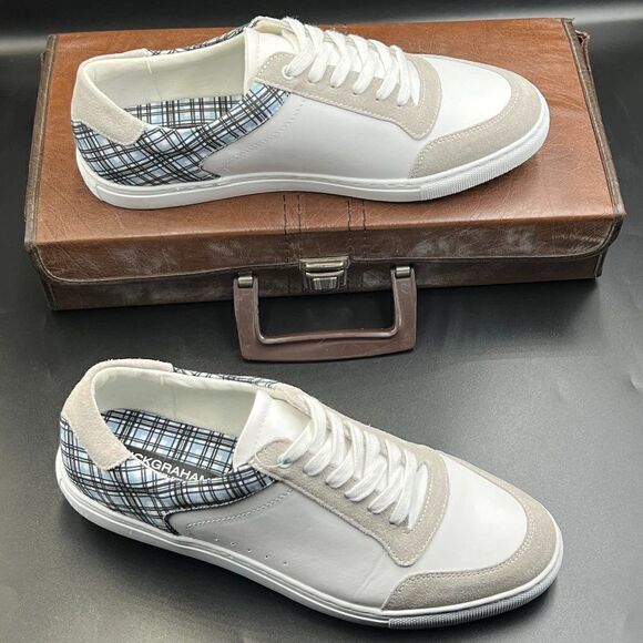 Nick Graham Plaid Leather Sneakers - Picture 2 of 10